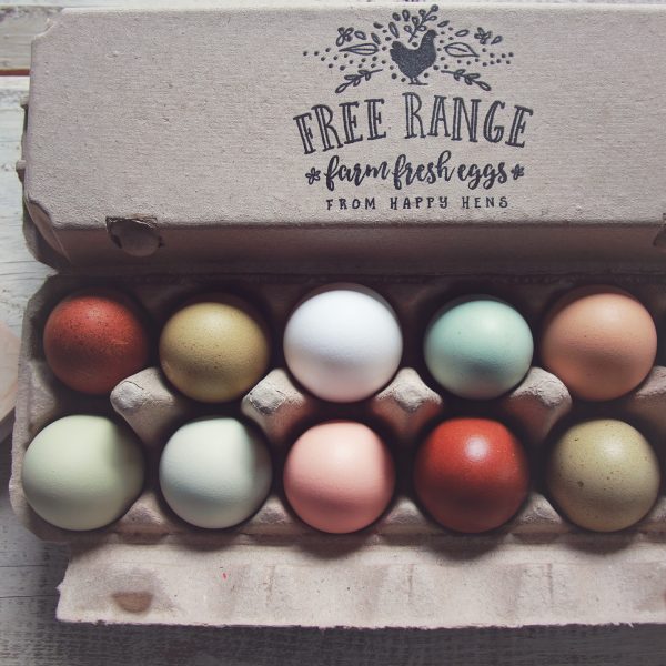 Free Range Egg Carton Rubber Stamp